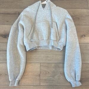 Vici Nordstrom Cropped Grey Slouch Oversized Sweatshirt Fleece Lined NWT XS